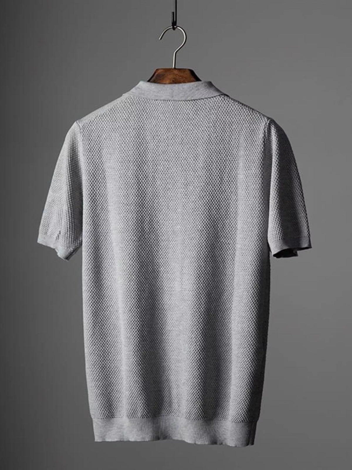 Men's plus size textured knit polo textured fabric