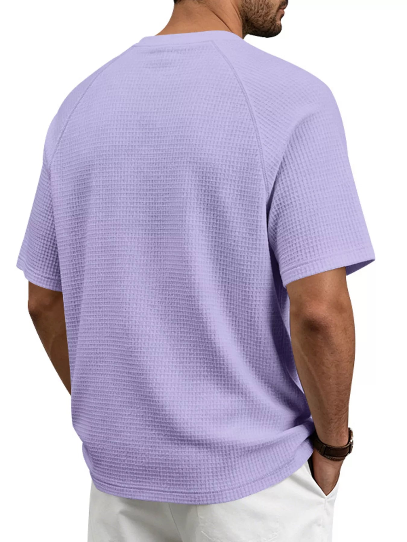 Men's plus size waffle knit t-shirt waffle texture