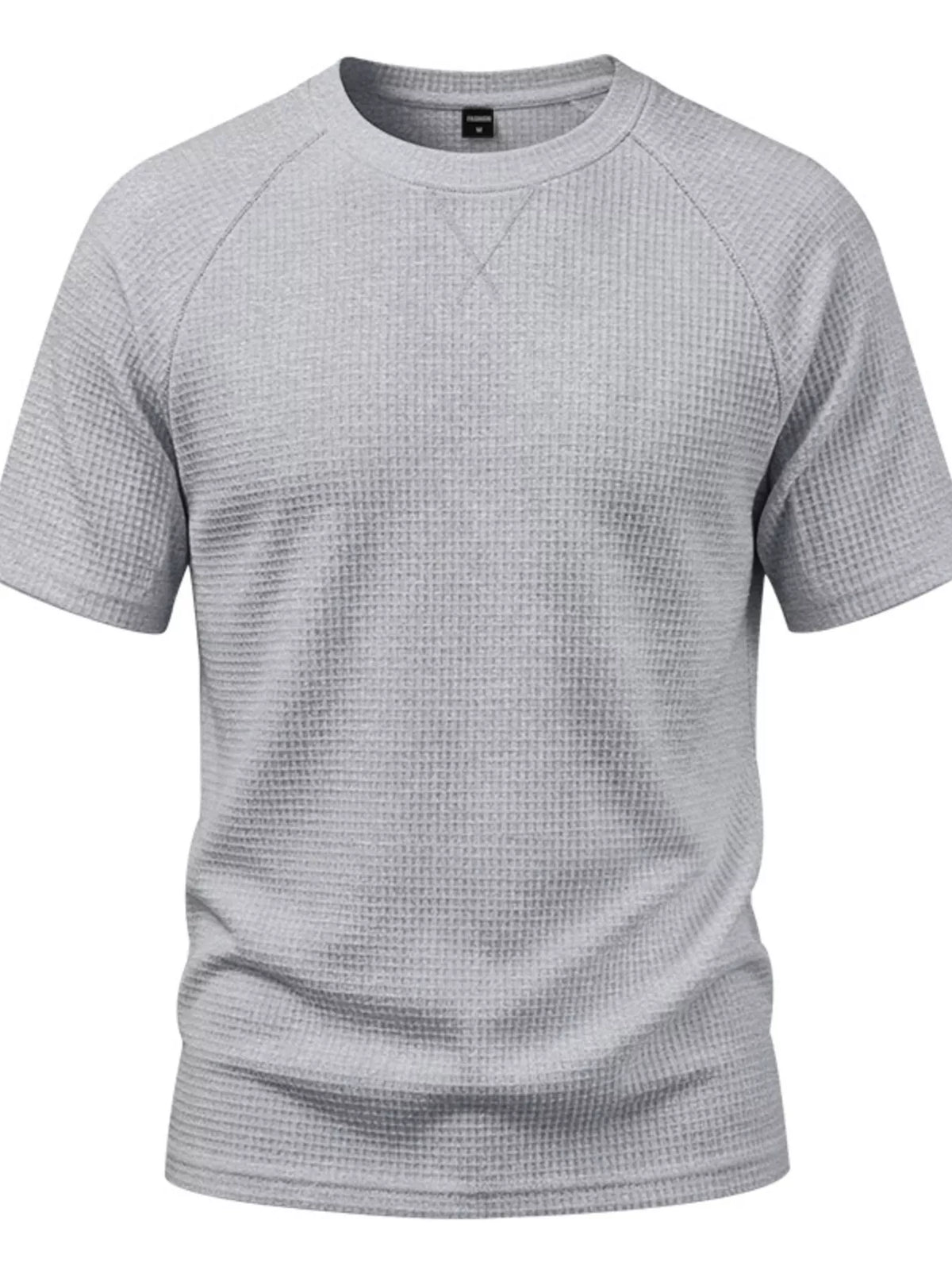 Men's plus size waffle knit t-shirt knit texture close up