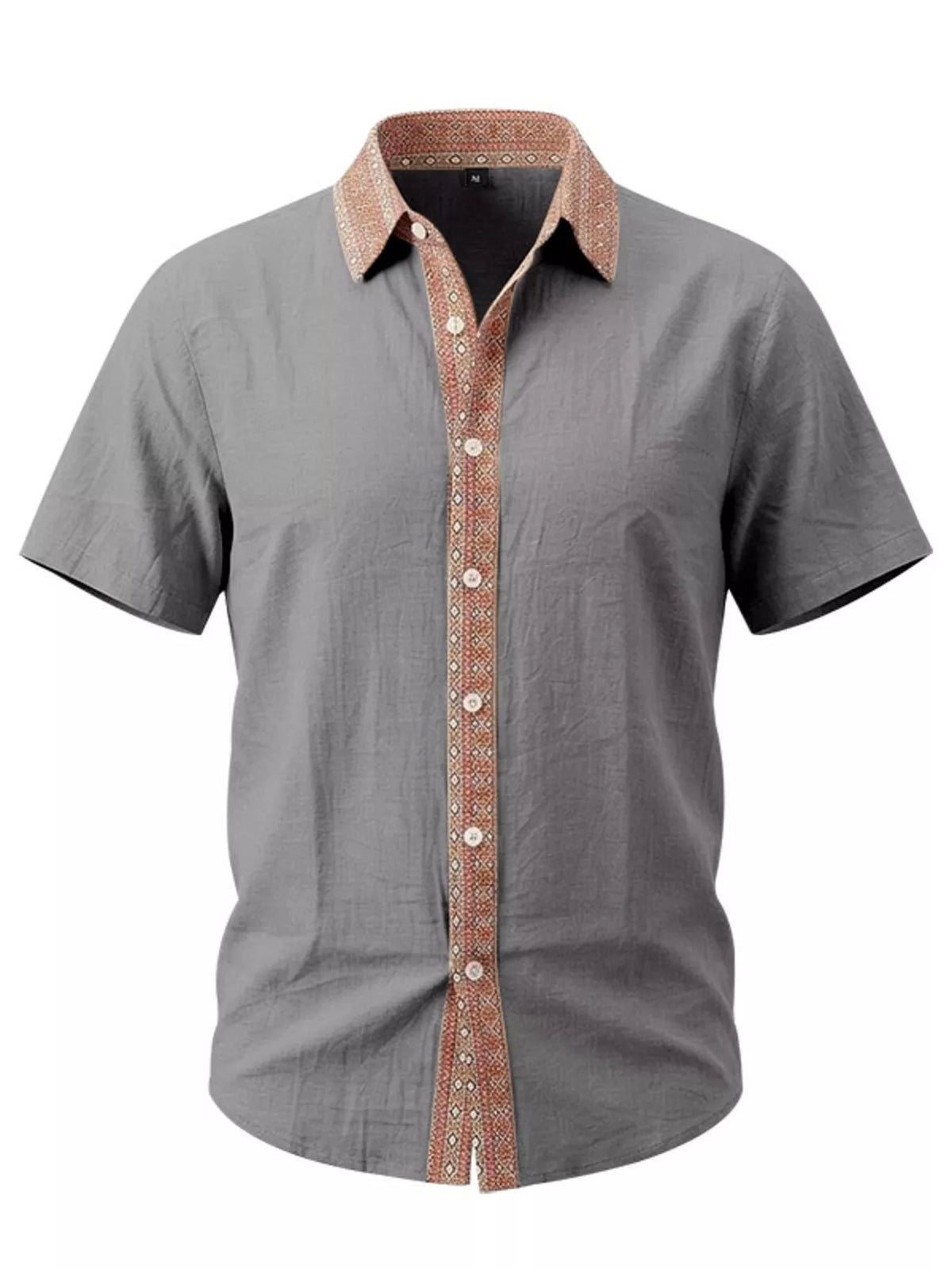 Men's plus size short sleeve linen shirt everyday wear