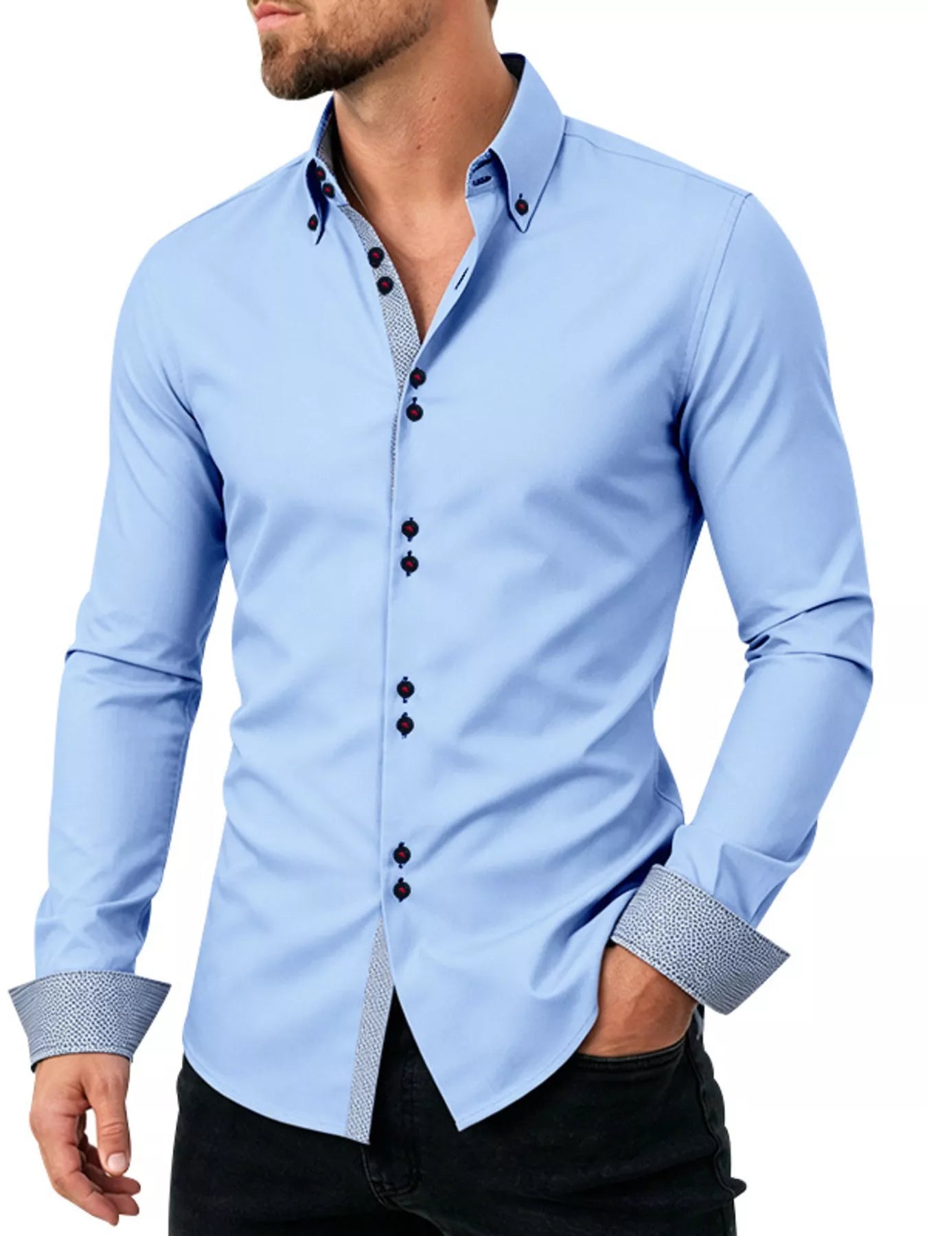 Men's plus size slim fit shirt cotton fabric