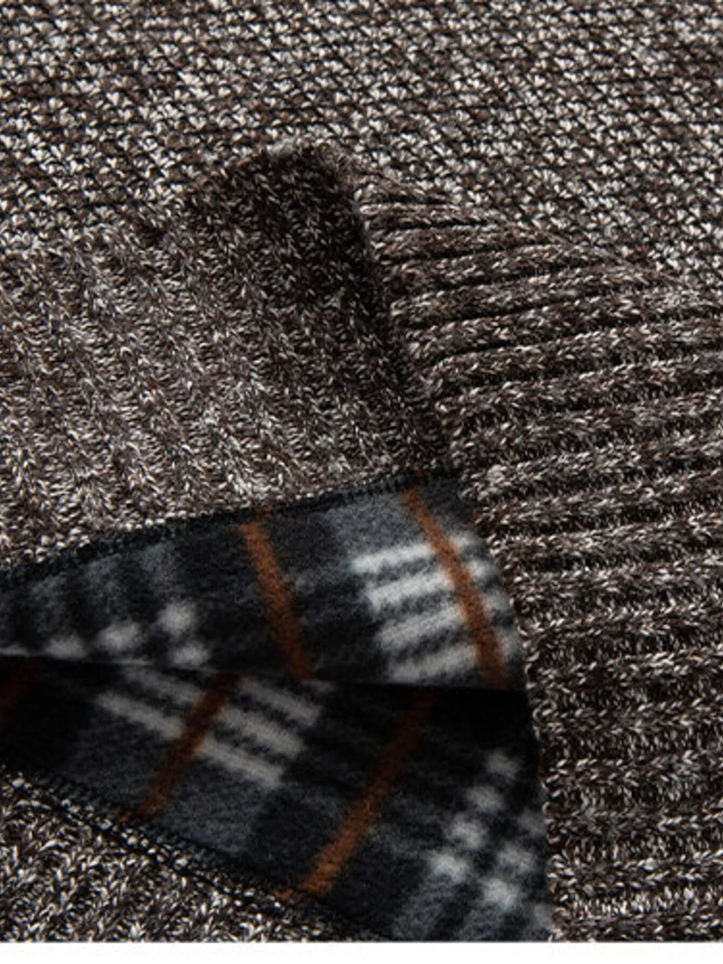 Men's plus size half zip sweater close up