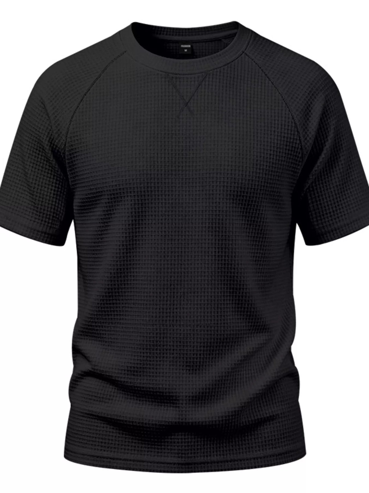 Men's plus size waffle knit t-shirt raglan sleeve detail