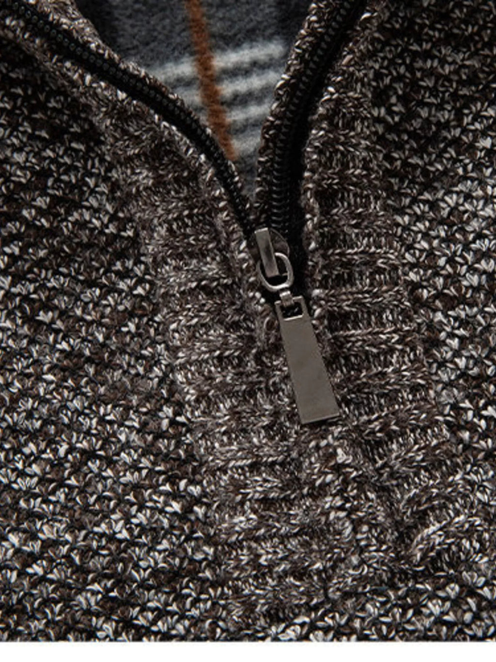 Men's plus size half zip sweater detail