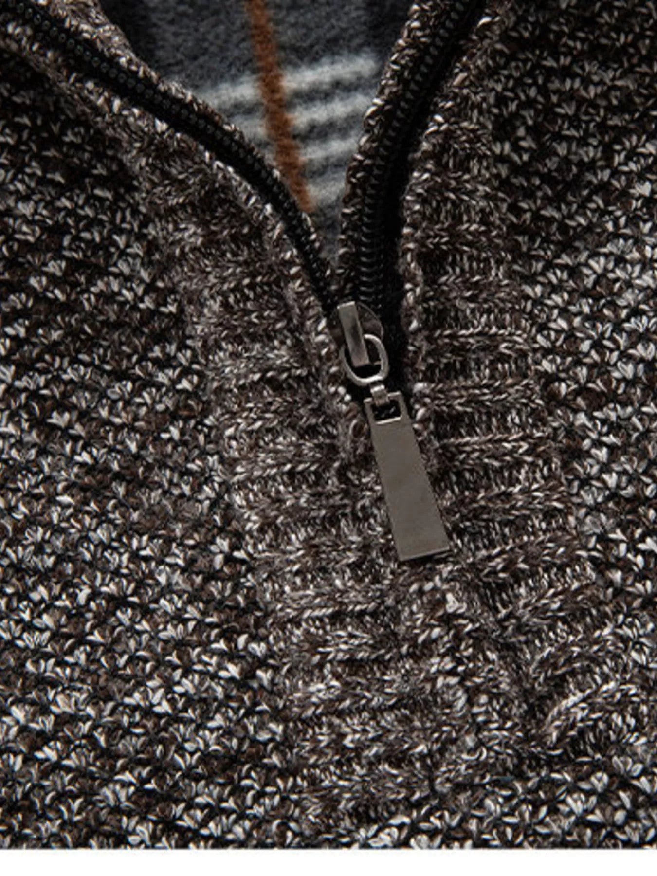 Men's plus size half zip sweater detail
