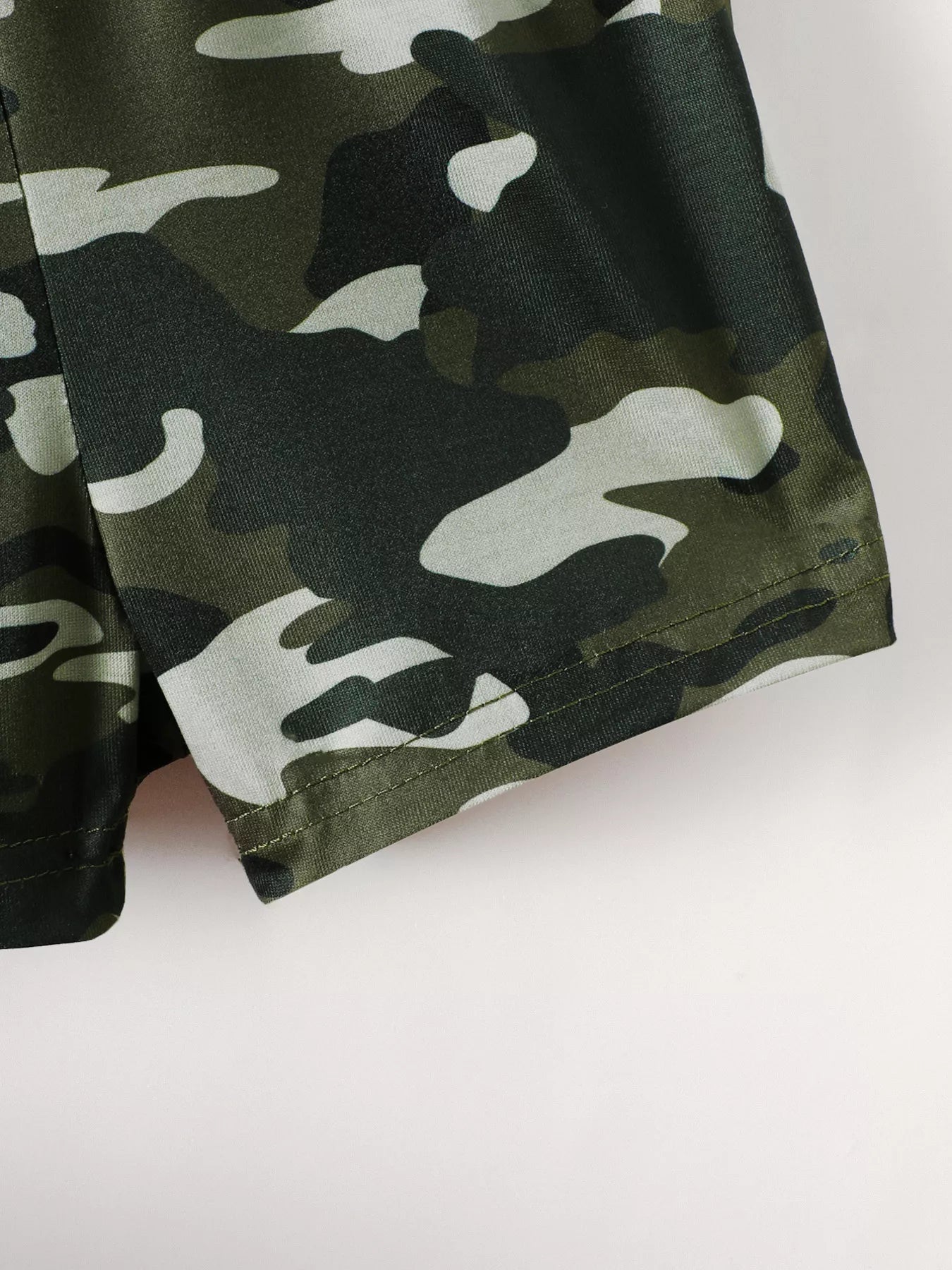 Children's Dinosaur Round Neck Tee and Camo Shorts Set - ELC Fashion