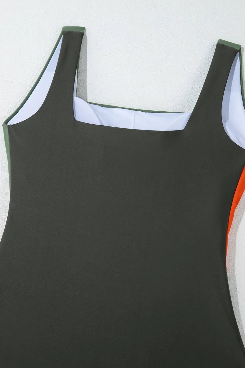 Color Block Padded Square Neck One Piece Swimsuit - ELC Fashion