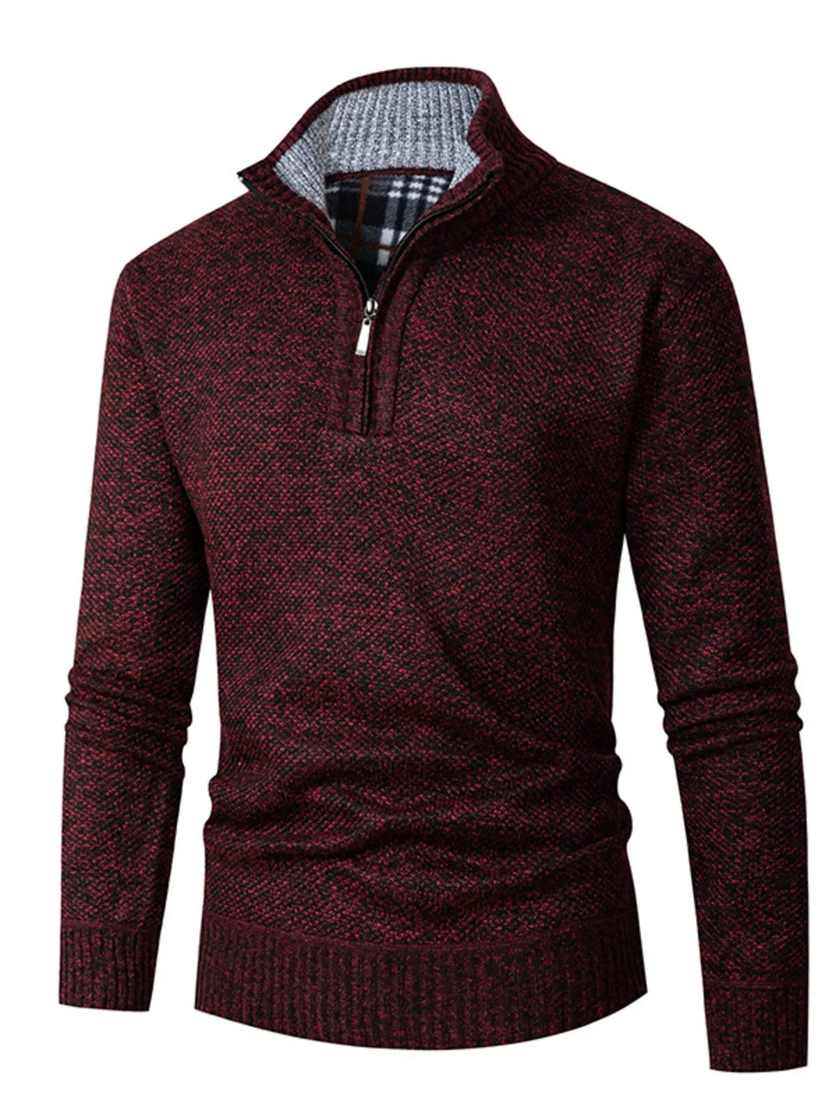 Men's plus size half zip sweater stand collar