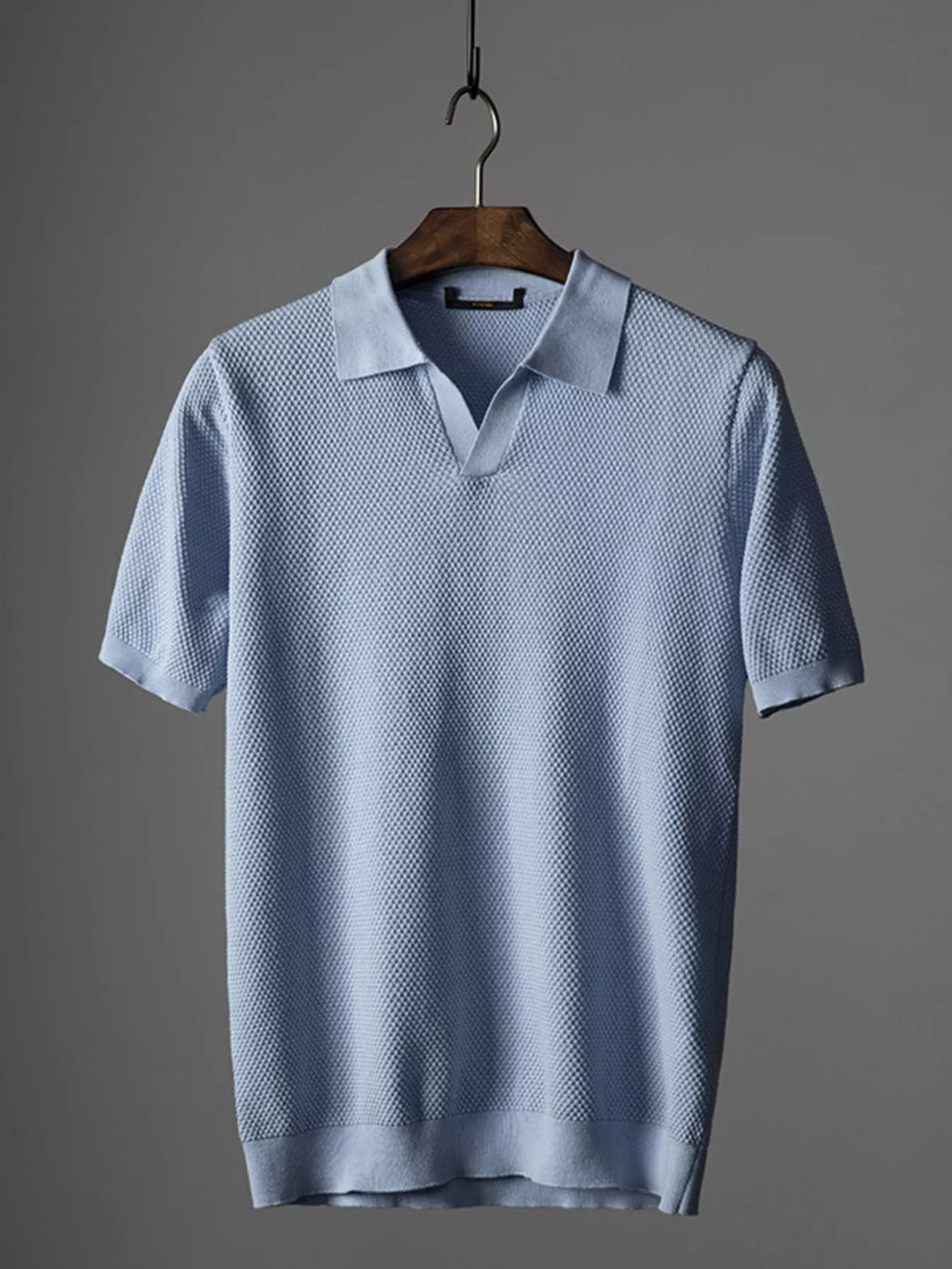 Men's plus size textured knit polo