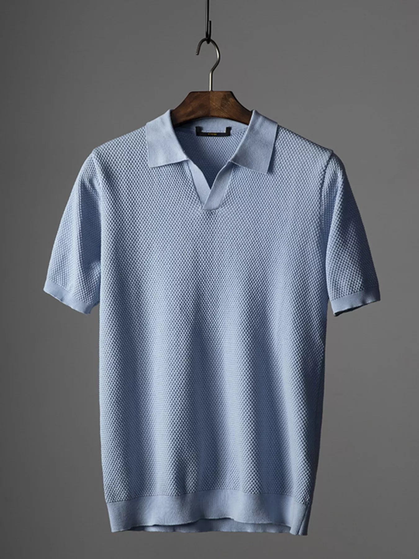 Men's plus size textured knit polo
