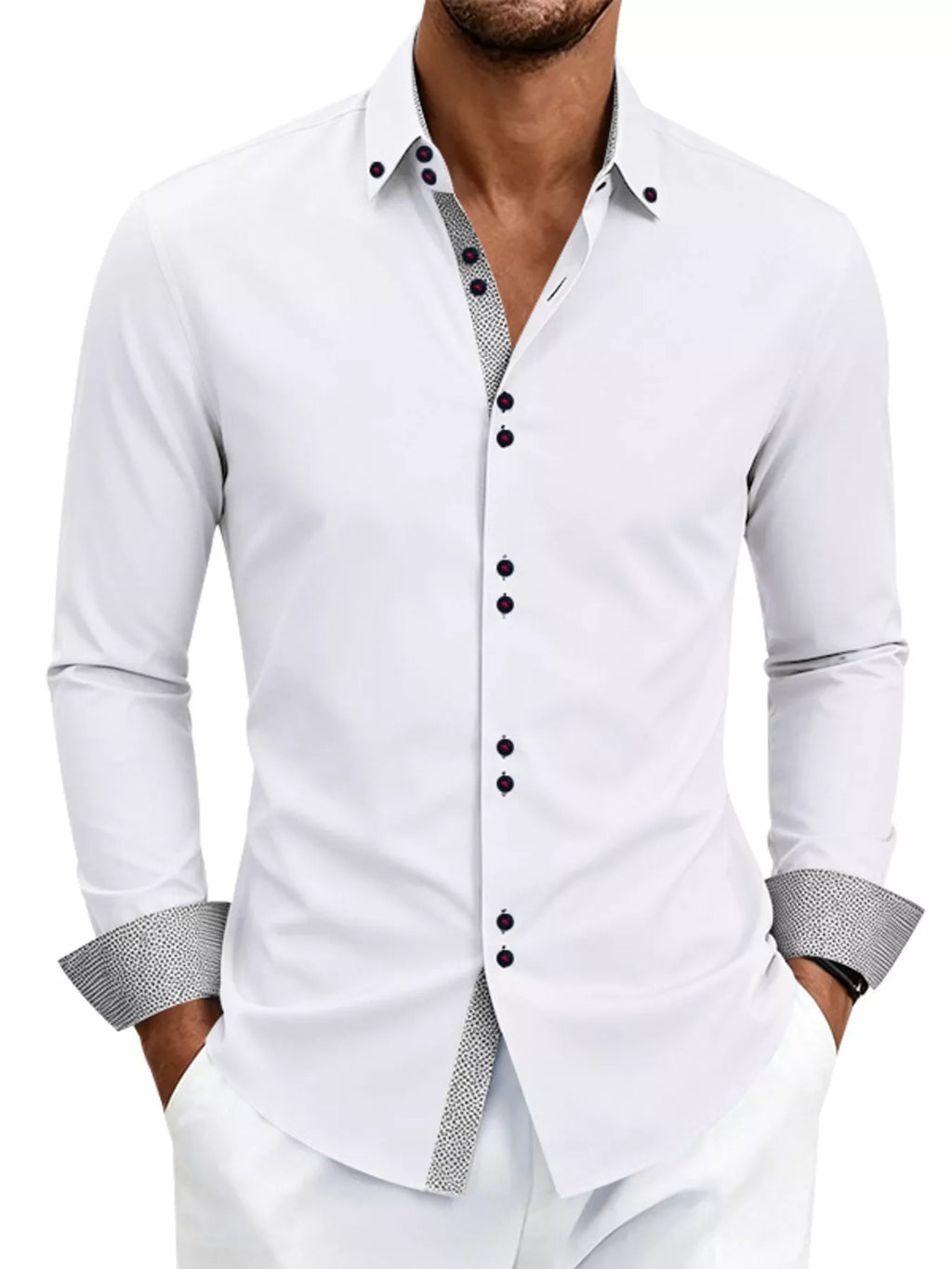 Men's plus size slim fit shirt front view