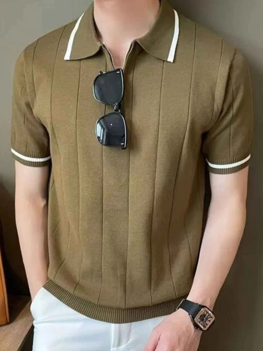 ELC Atelier Classic Men's Extended Fit Quarter Zip Short Sleeve Pol — Prestige Edit - ELC Fashion