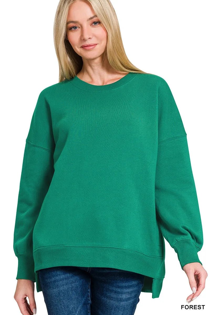 ELC Atelier Classic Zenana Fleece Hi - low Boyfriend Sweatshirts With — Prestige Edit - ELC Fashion