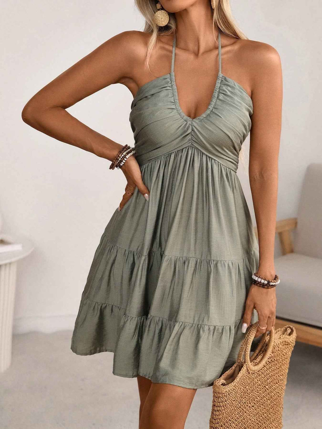 ELC Atelier Elite Smocked Halter Neck Tiered Dress — Prestige Edit - ELC Fashion