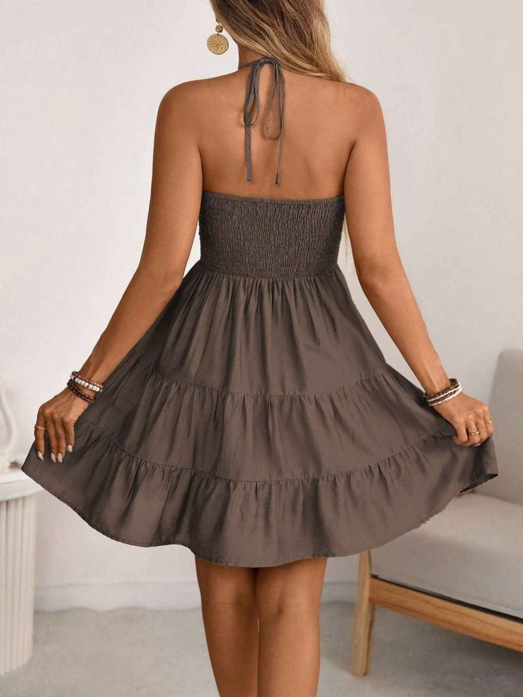 ELC Atelier Elite Smocked Halter Neck Tiered Dress — Prestige Edit - ELC Fashion