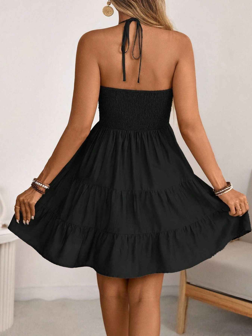 ELC Atelier Elite Smocked Halter Neck Tiered Dress — Prestige Edit - ELC Fashion