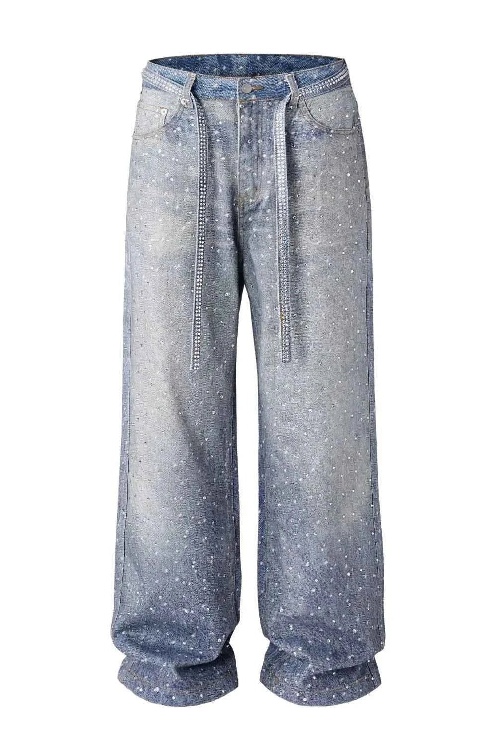 ELC Atelier Executive Men's Washed Rhinestone Jeans with Rhinestone — Prestige Edit - ELC Fashion