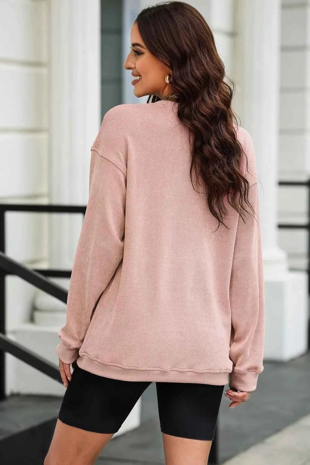 ELC Atelier Refined Sequin Candy Cane Round Neck Sweatshirt — Prestige Edit - ELC Fashion
