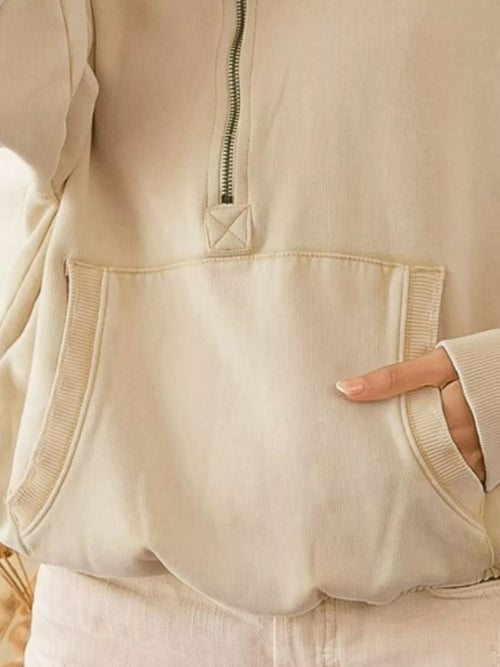 ELC Atelier Tailored BiBi Stitch Detailed Elastic Hem Half Zip Flee — Prestige Edit - ELC Fashion