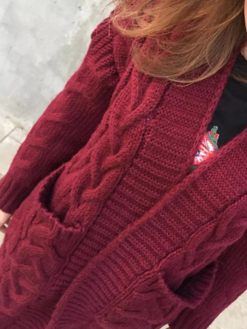 Women's chunky knit open front cardigan