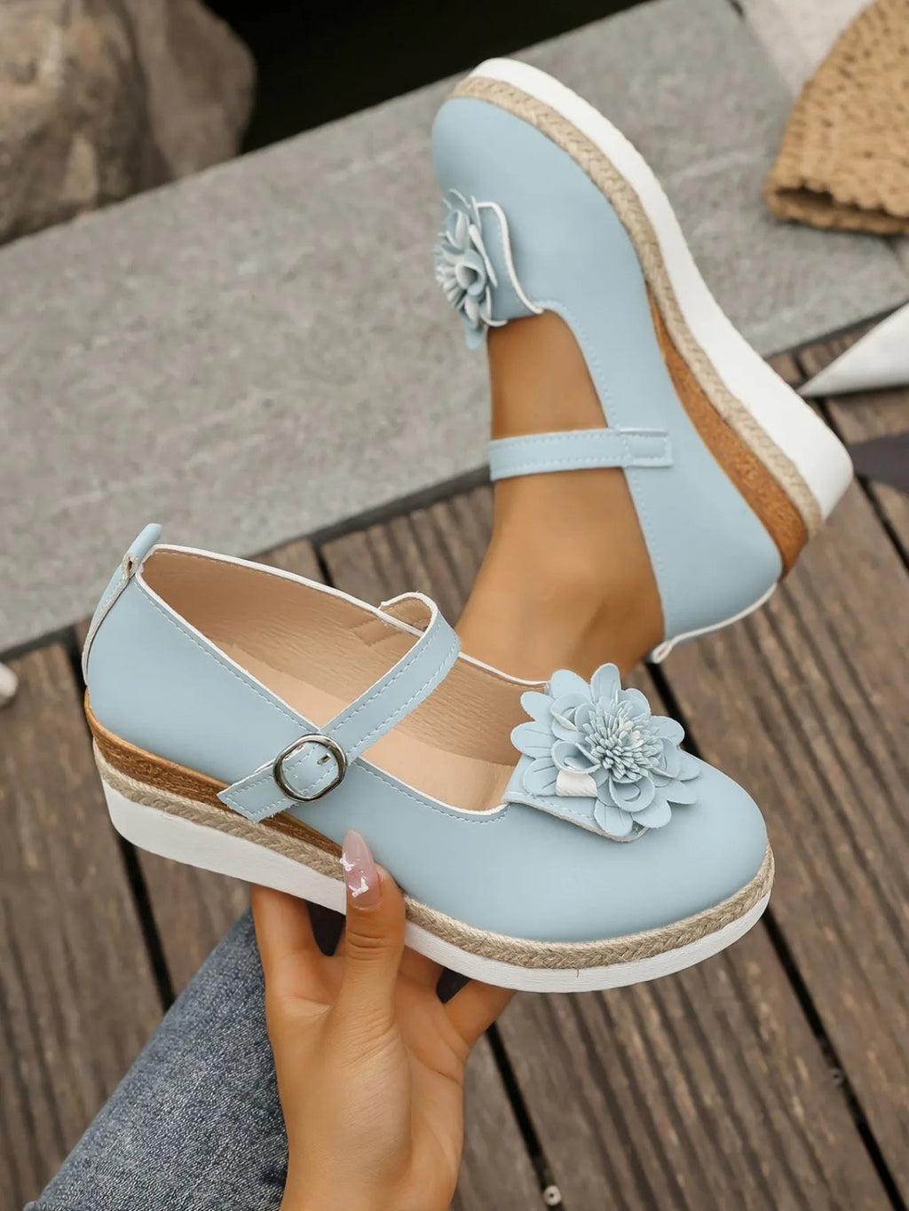Flower Embellished Mary Jane Loafers - ELC Fashion