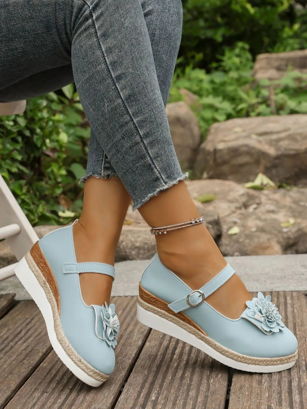 Flower Embellished Mary Jane Loafers - ELC Fashion