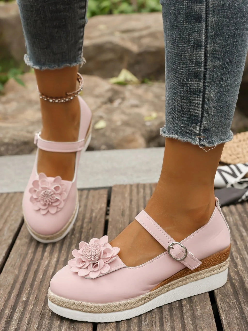 Flower Embellished Mary Jane Loafers - ELC Fashion
