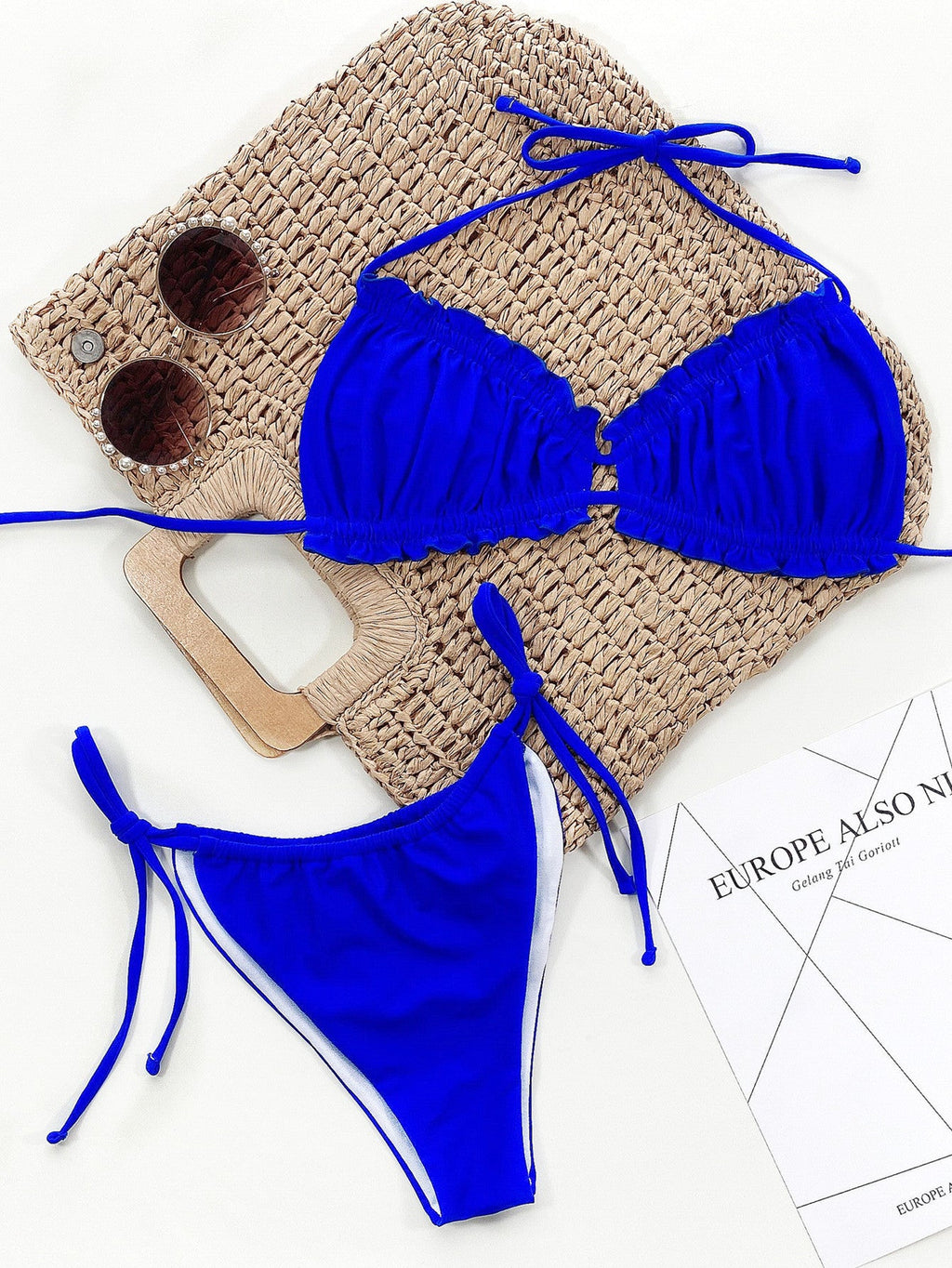 Frill Trill Halter Neck Bikini Set - ELC Fashion