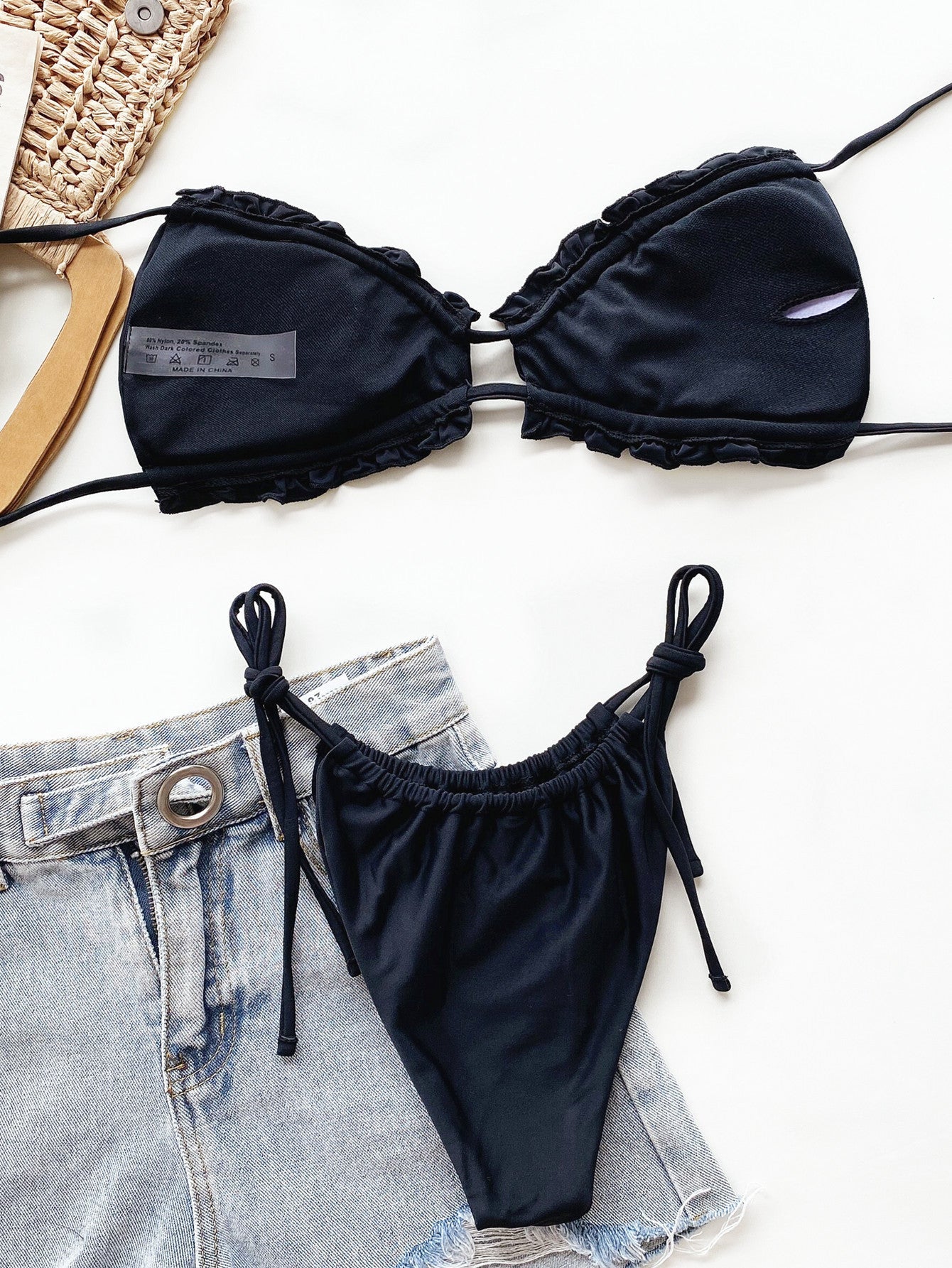Frill Trill Halter Neck Bikini Set - ELC Fashion