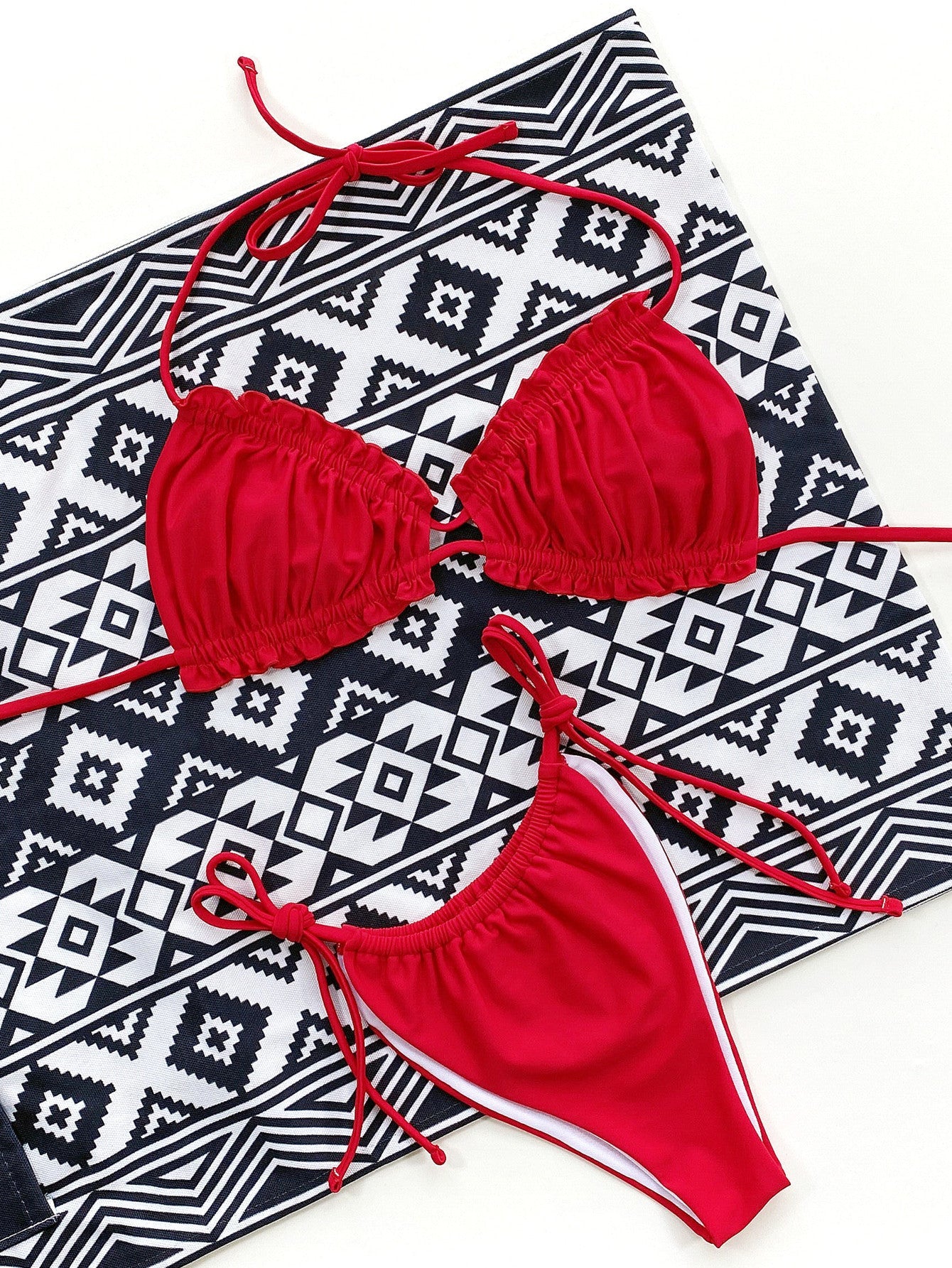Frill Trill Halter Neck Bikini Set - ELC Fashion
