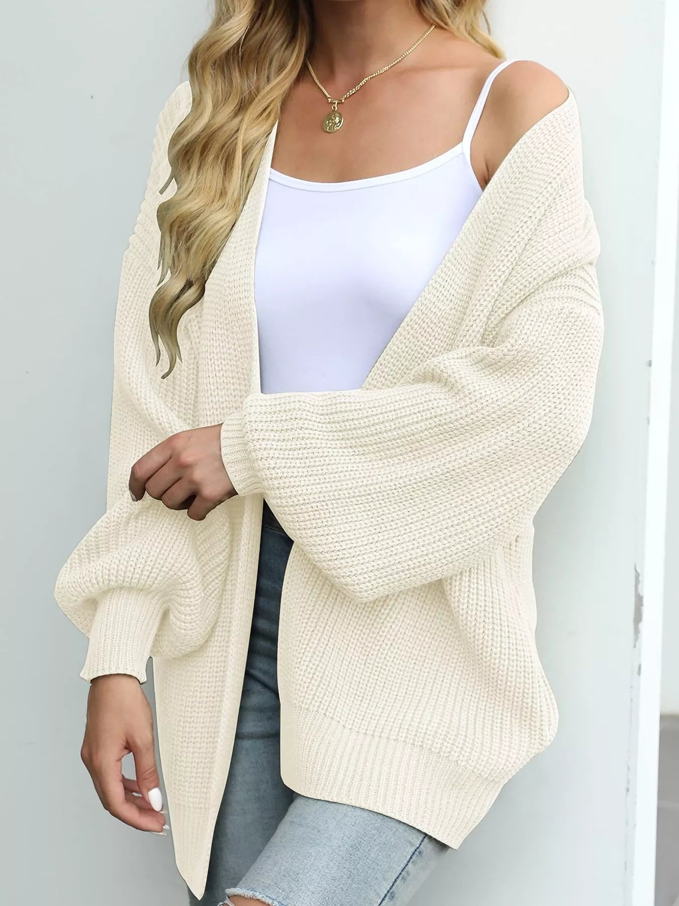 Full Size Chunky Knit Open Front Cardigan Plus Size - ELC Fashion