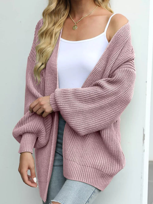 Full Size Chunky Knit Open Front Cardigan Plus Size - ELC Fashion