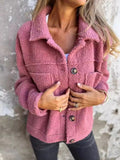 Full Size Single - Breasted Sherpa Shacket Plus Size - ELC Fashion