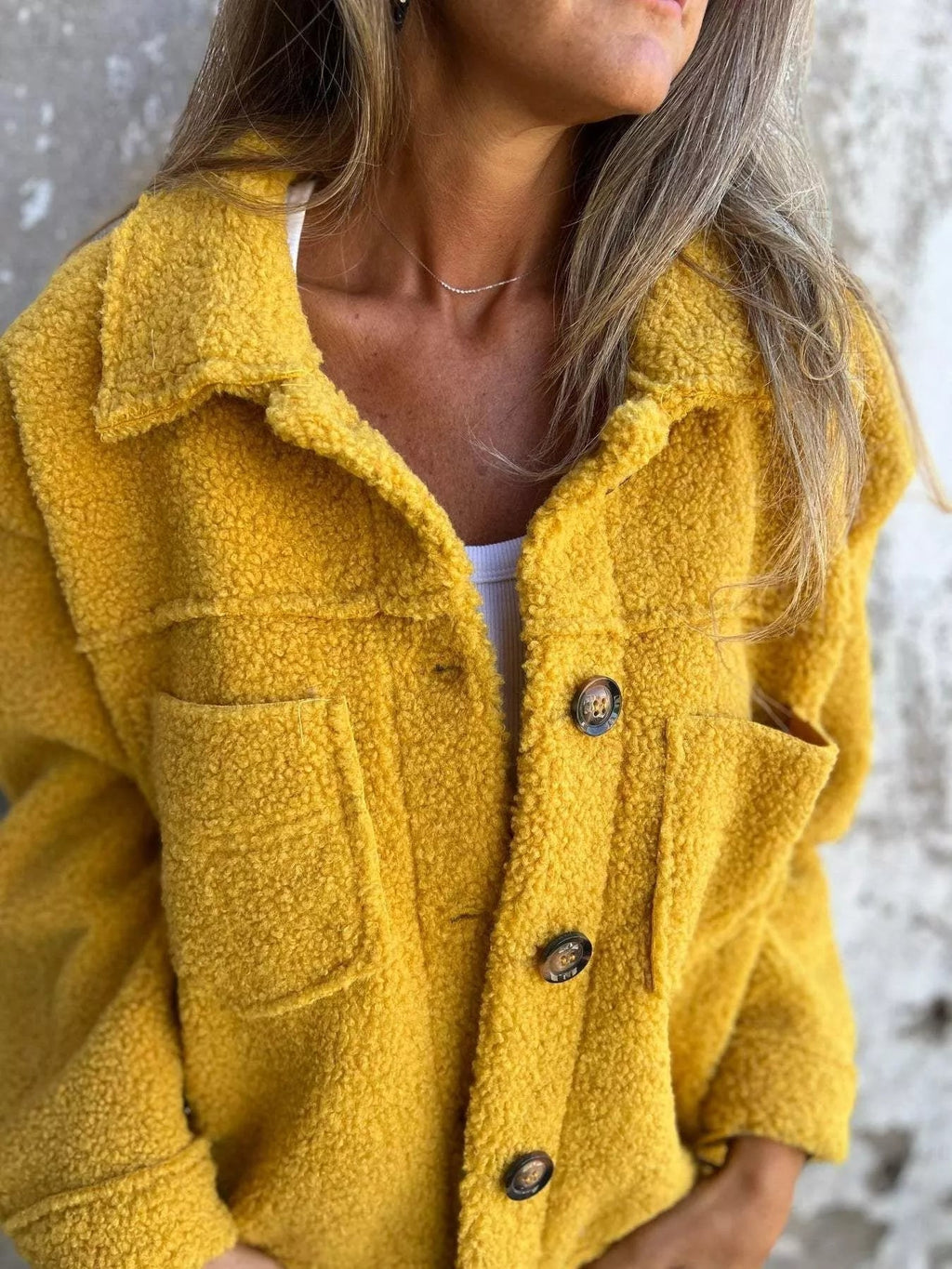 Full Size Single - Breasted Sherpa Shacket Plus Size - ELC Fashion