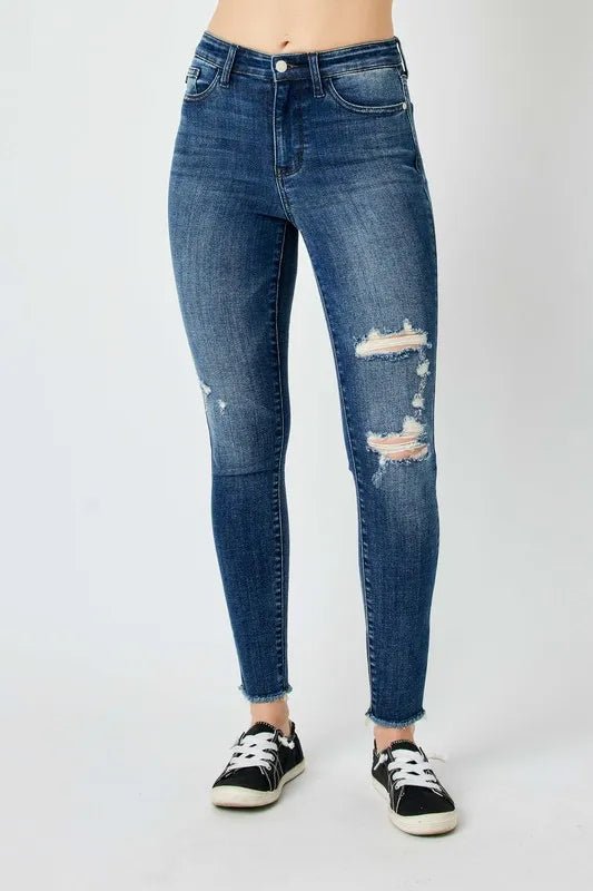 Judy Blue Full Size High Waist Distressed Skinny Jeans - ELC Fashion