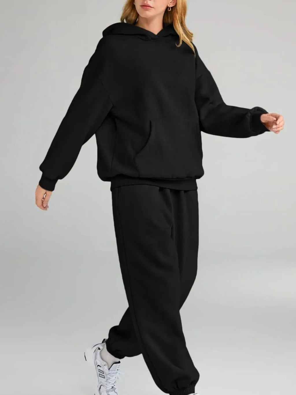 Kangaroo Pocket Hoodie and Joggers Set - ELC Fashion