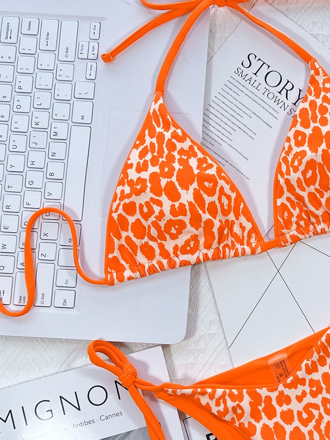 Leopard Print Halter Neck Tie Side Bikini Set - ELC Fashion