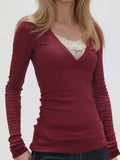 Long Sleeve T-Shirt with Lace Detail - ELC Fashion