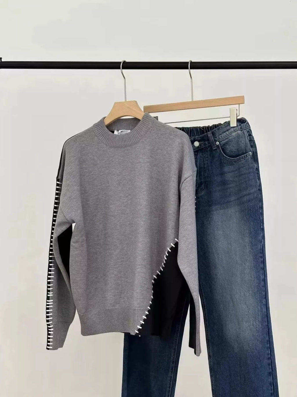 Men's Plus Size Two - Tone Mock Neck Sweater - ELC Fashion