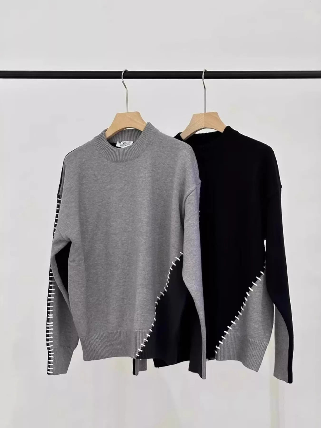 Men's Plus Size Two - Tone Mock Neck Sweater - ELC Fashion