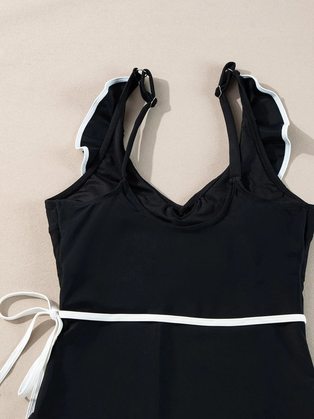 Ruffle Trim V - Neck One - Piece Swimsuit - ELC Fashion