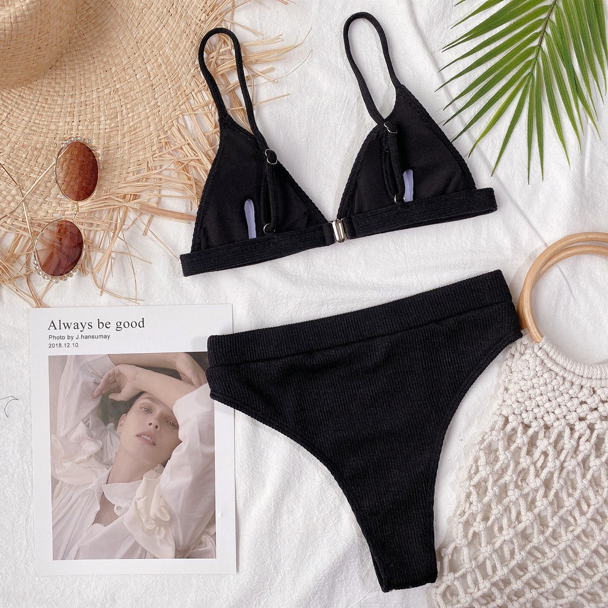 Spaghetti Strap Ribbed Bikini Set - ELC Fashion