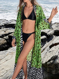 Tropical Leopard Print Kimono Beach Cover - Up - ELC Fashion