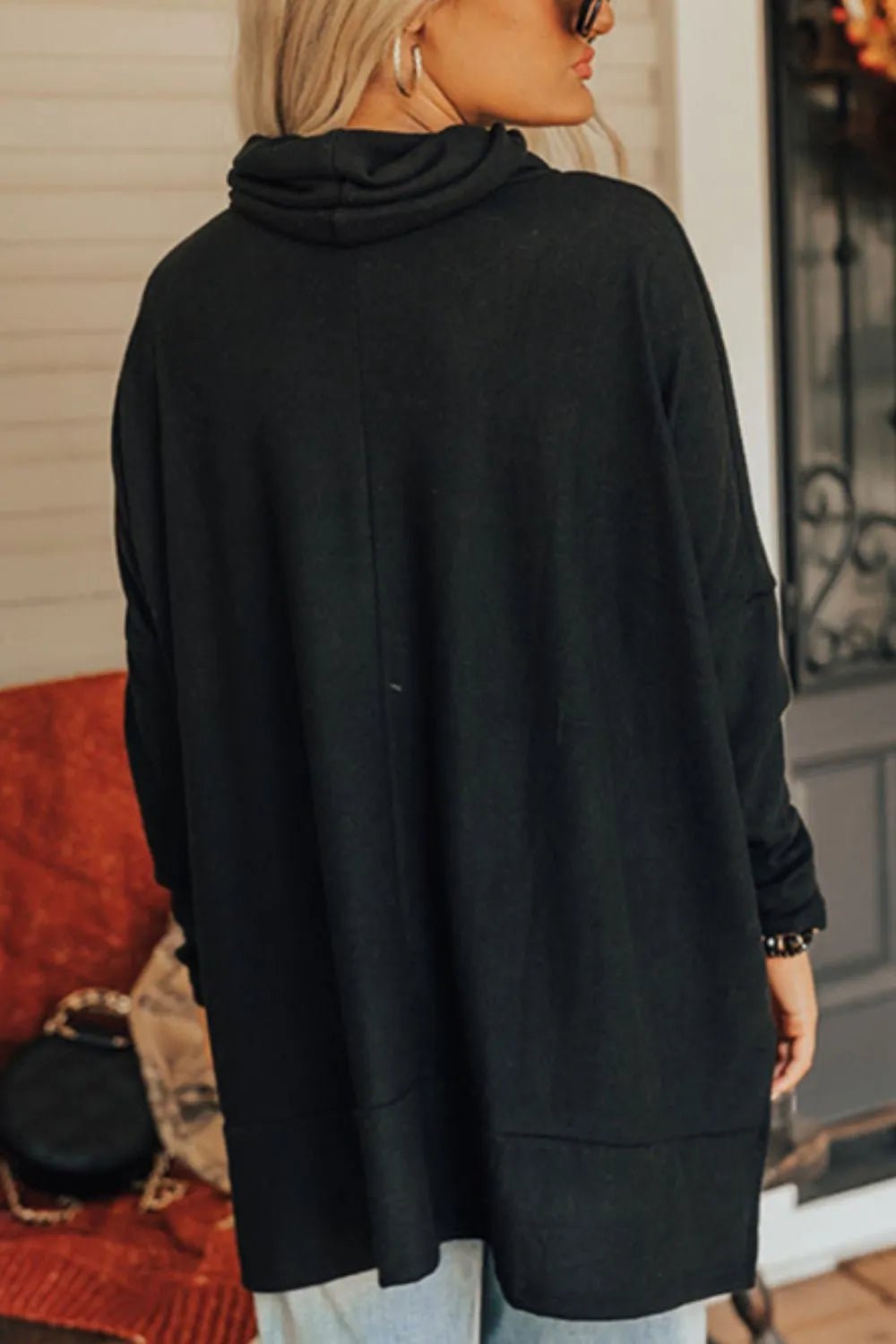 Valentine’s Day Heart Patched Turtleneck Long Sleeve Top - ELC Fashion