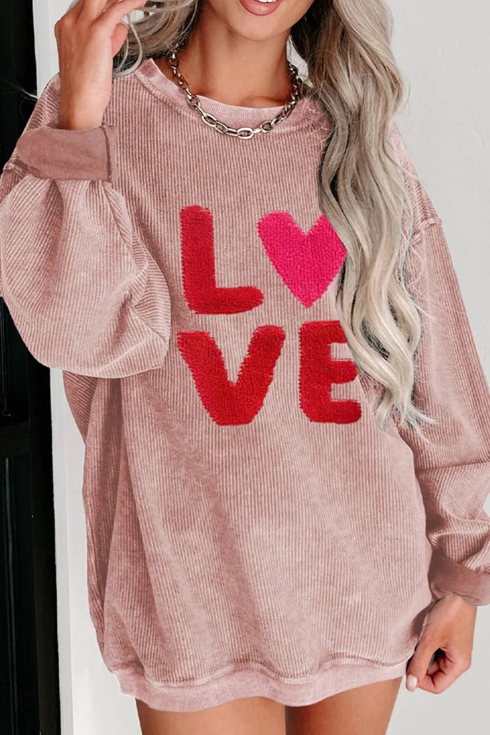 Valentine’s Day LOVE Round Neck Long Sleeve Sweatshirt - ELC Fashion
