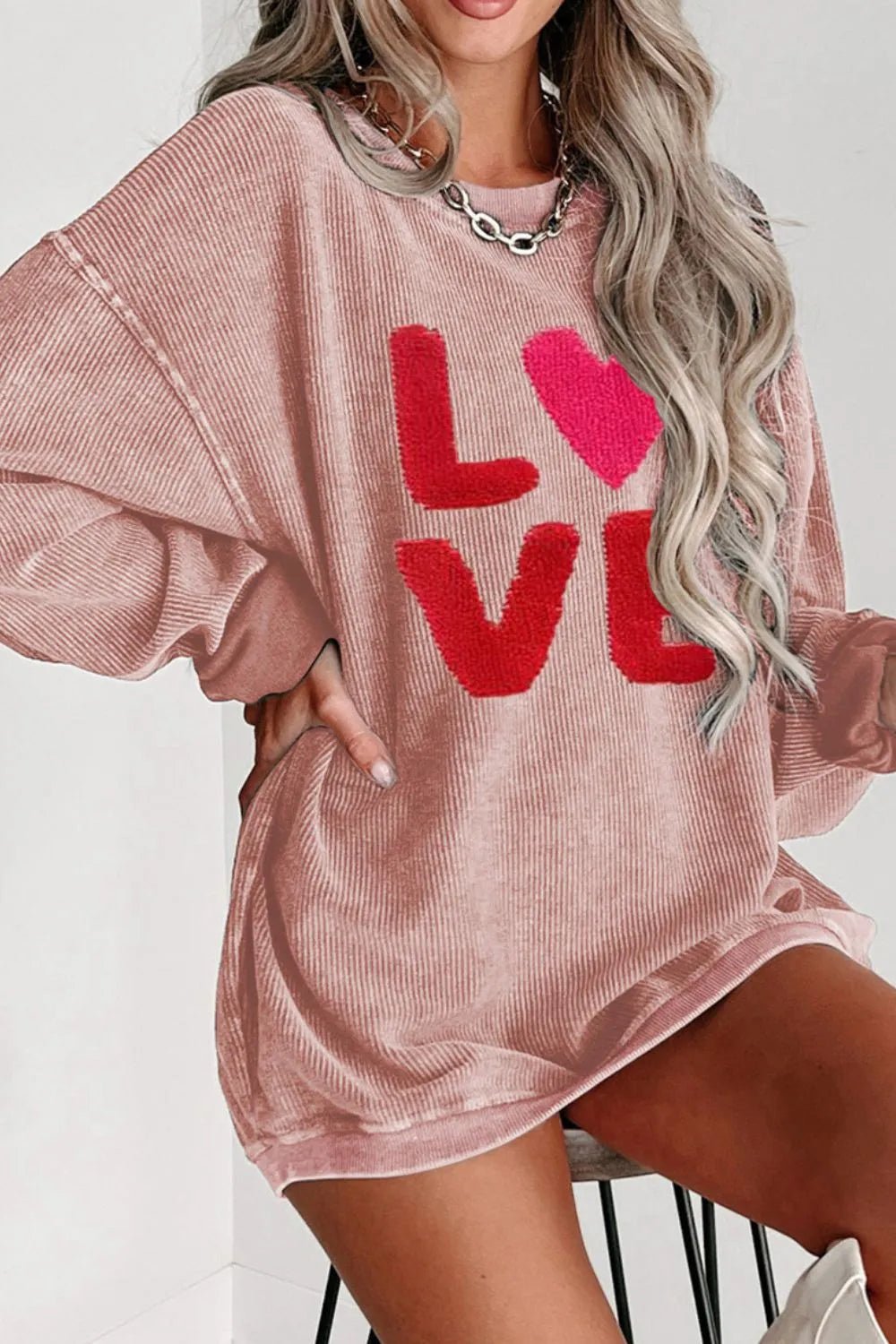 Valentine’s Day LOVE Round Neck Long Sleeve Sweatshirt - ELC Fashion