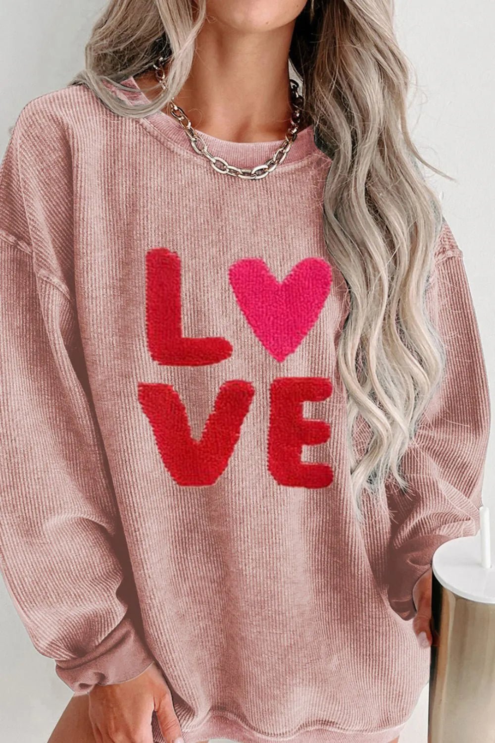 Valentine’s Day LOVE Round Neck Long Sleeve Sweatshirt - ELC Fashion