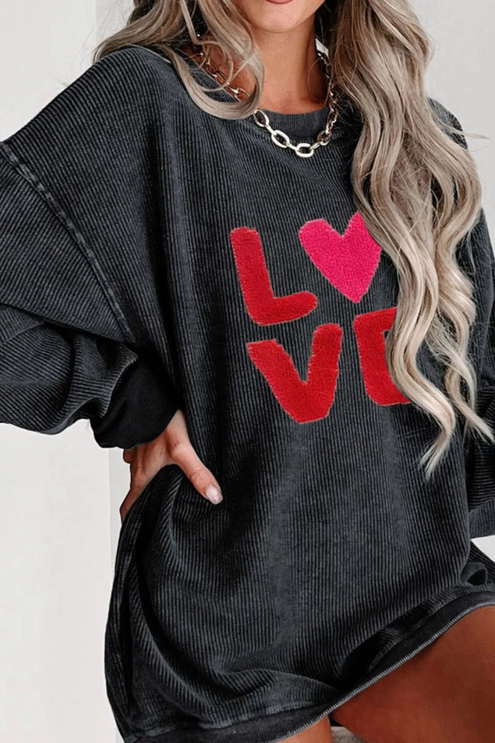 Valentine’s Day LOVE Round Neck Long Sleeve Sweatshirt - ELC Fashion