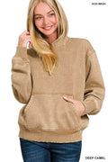 Zenana Fleece Acid Wash Kangaroo Pocket Hoodie - ELC Fashion