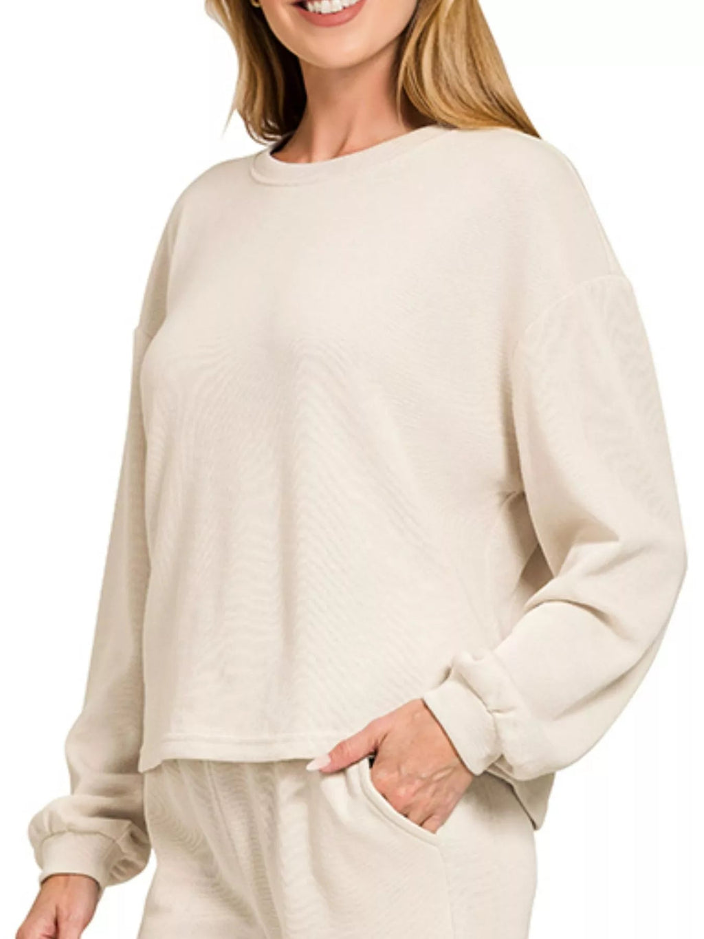 Zenana French Rib Pullover and Pants Set - ELC Fashion